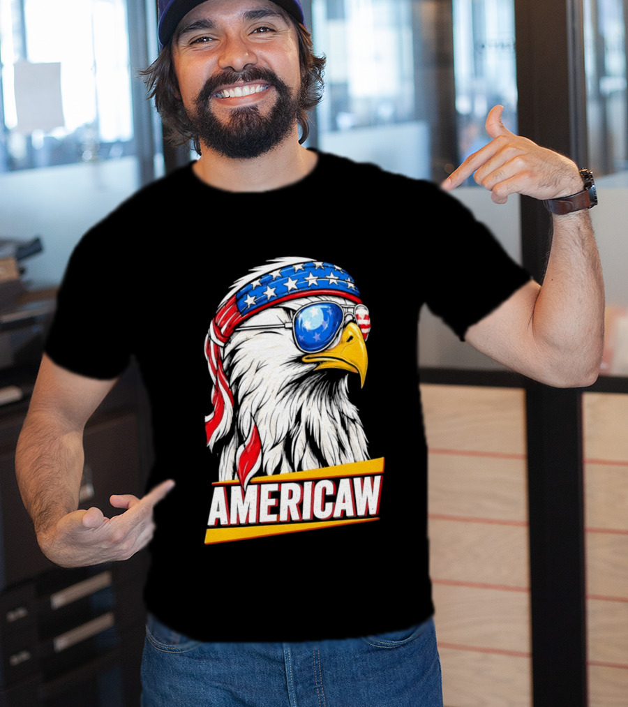 Bald Eagle Americaw Bandana American Flag USA T-Shirt