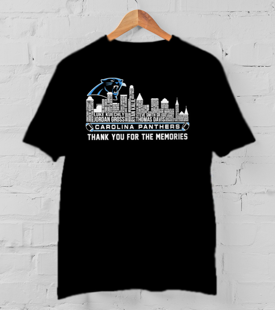 Carolina Panthers City Skyline Player Names Thank You For The Memories T-Shirt