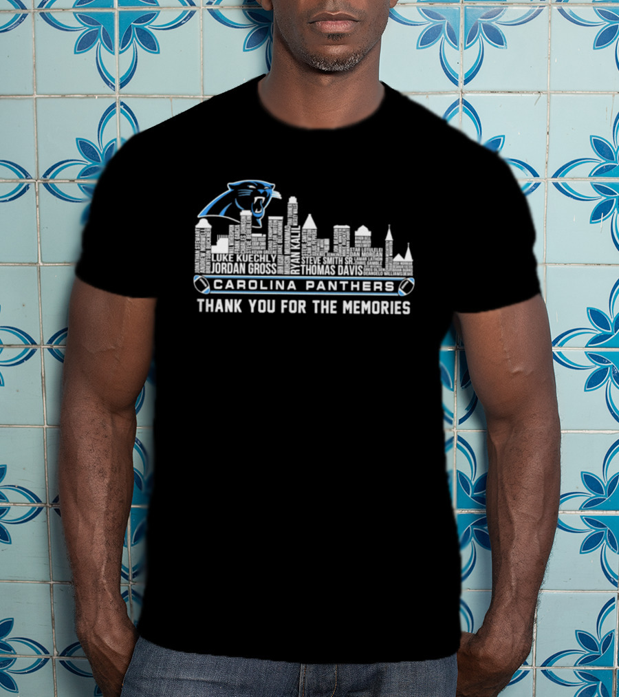 Carolina Panthers City Skyline Player Names Thank You For The Memories T-Shirt