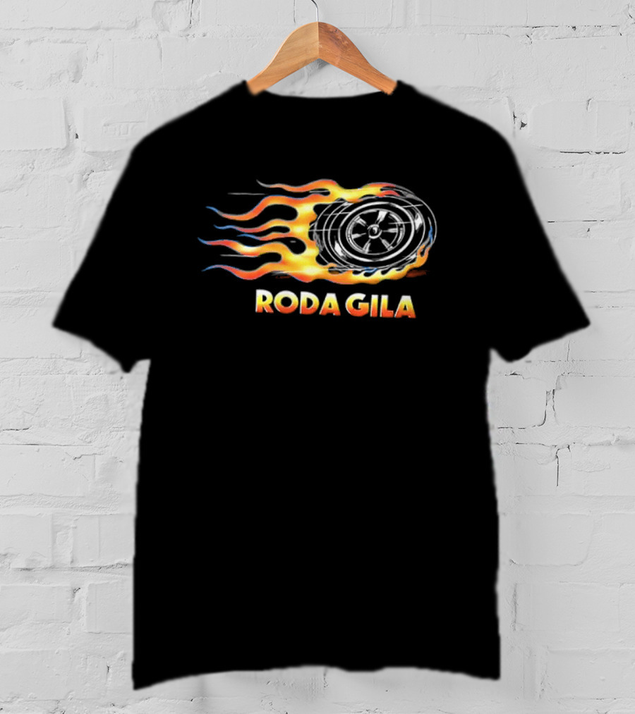 Roda Gila Kelompok Penerbang Roket Motorbike Flame Wheel Graphic 2 Sided T-Shirt