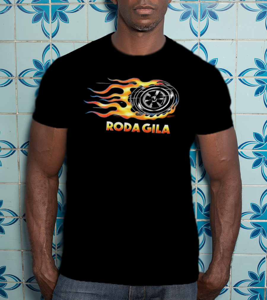 Roda Gila Kelompok Penerbang Roket Motorbike Flame Wheel Graphic 2 Sided T-Shirt