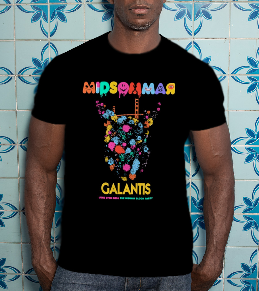 Midsommar Galantis Midway Block Party 2026 Vibrant Paint Explosion T-Shirt