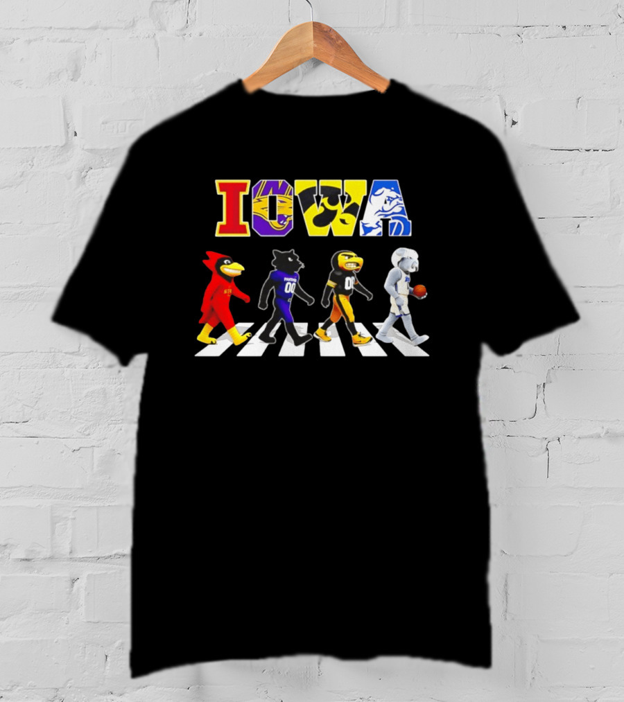 Iowa Mascots Abbey Road 2026 Cyclones Panthers Hawkeyes Bulldogs T-Shirt