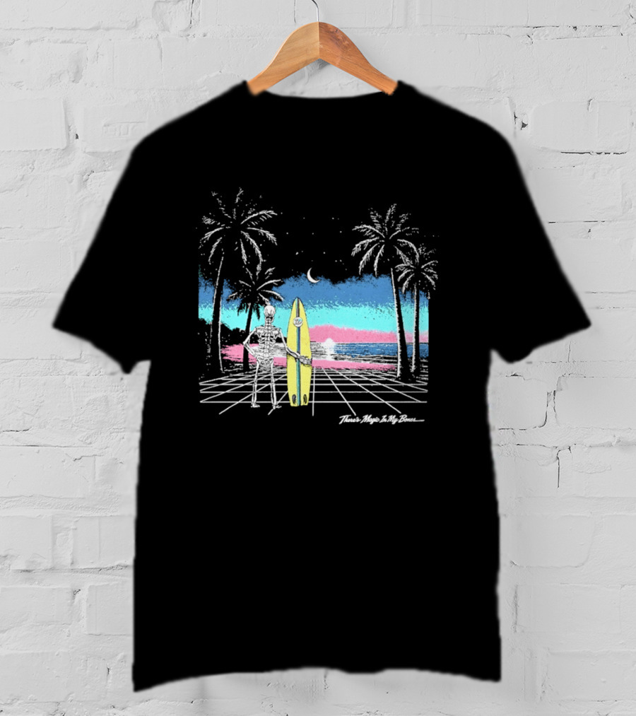Imagine Dragons There's Magic In My Bones Retro Tropical Surf Scene Palms Sunset Ocean Beach Moon Surfer T-Shirt
