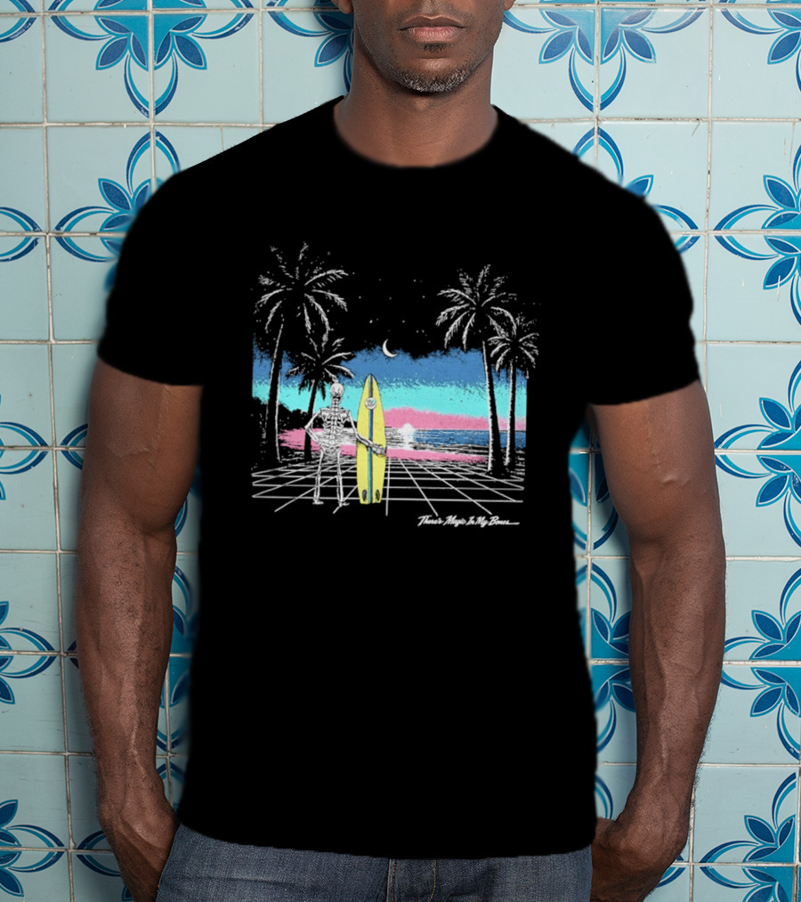 Imagine Dragons There's Magic In My Bones Retro Tropical Surf Scene Palms Sunset Ocean Beach Moon Surfer T-Shirt
