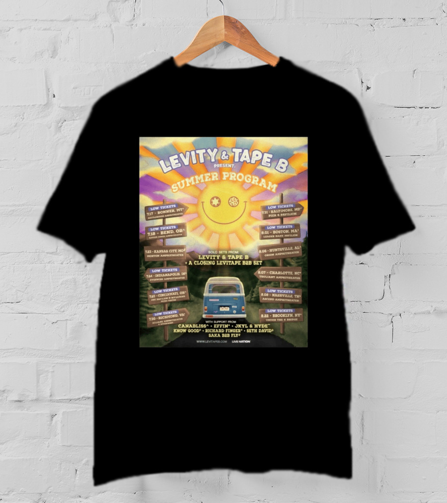Levity & Tape B Summer Program 2026 Tour Dates Featuring Levitate B2B Set With Canabliss Effin Jkyl & Hyde T-Shirt