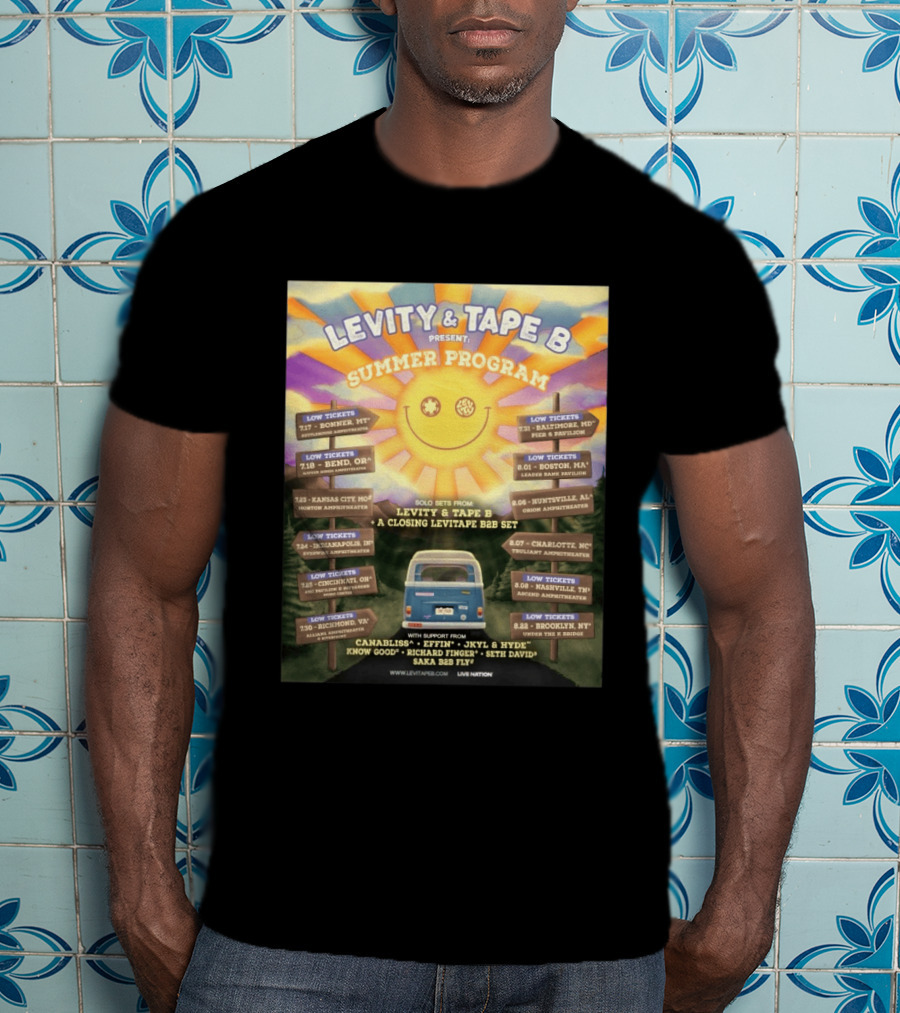 Levity & Tape B Summer Program 2026 Tour Dates Featuring Levitate B2B Set With Canabliss Effin Jkyl & Hyde T-Shirt