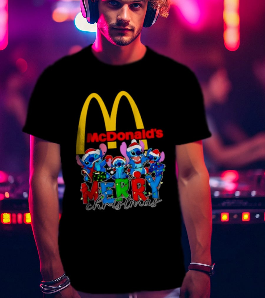McDonald's Stitch Merry Christmas 2025 T-Shirt