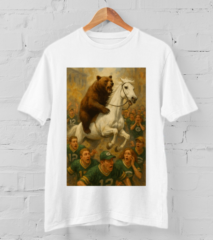 Bear Riding Horse Surprising Green Bay Packers Fans NFL Humor T-Shirt