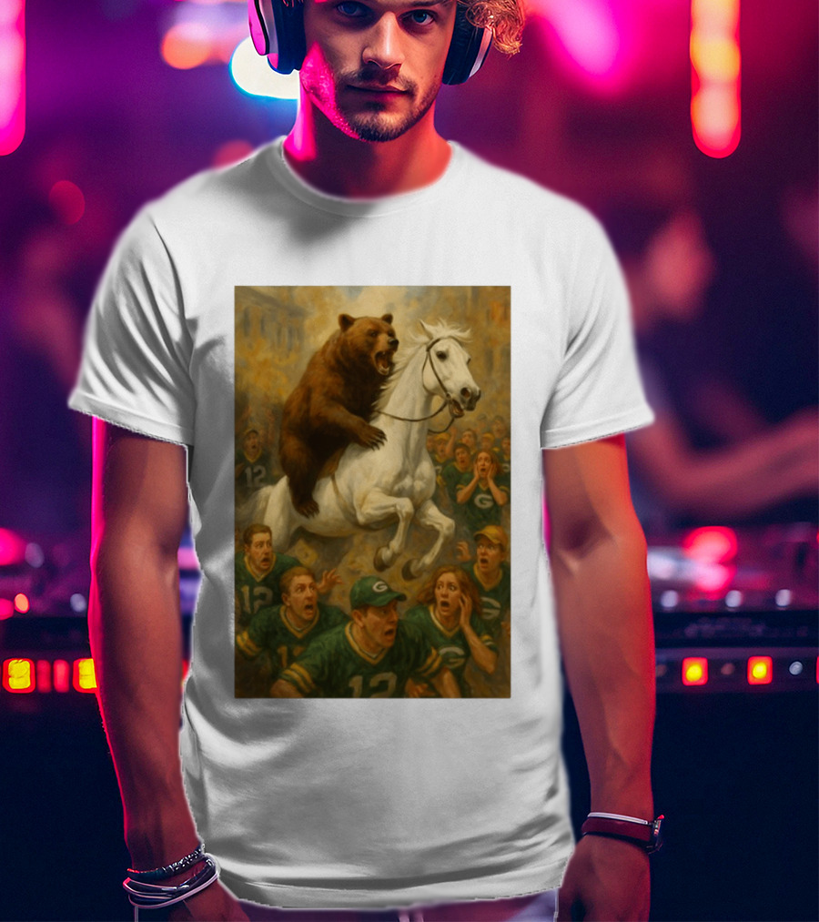 Bear Riding Horse Surprising Green Bay Packers Fans NFL Humor T-Shirt