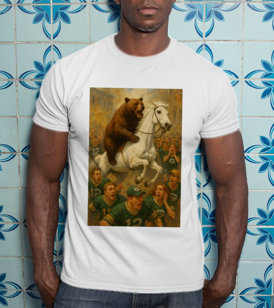 Bear Riding Horse Surprising Green Bay Packers Fans NFL Humor T-Shirt