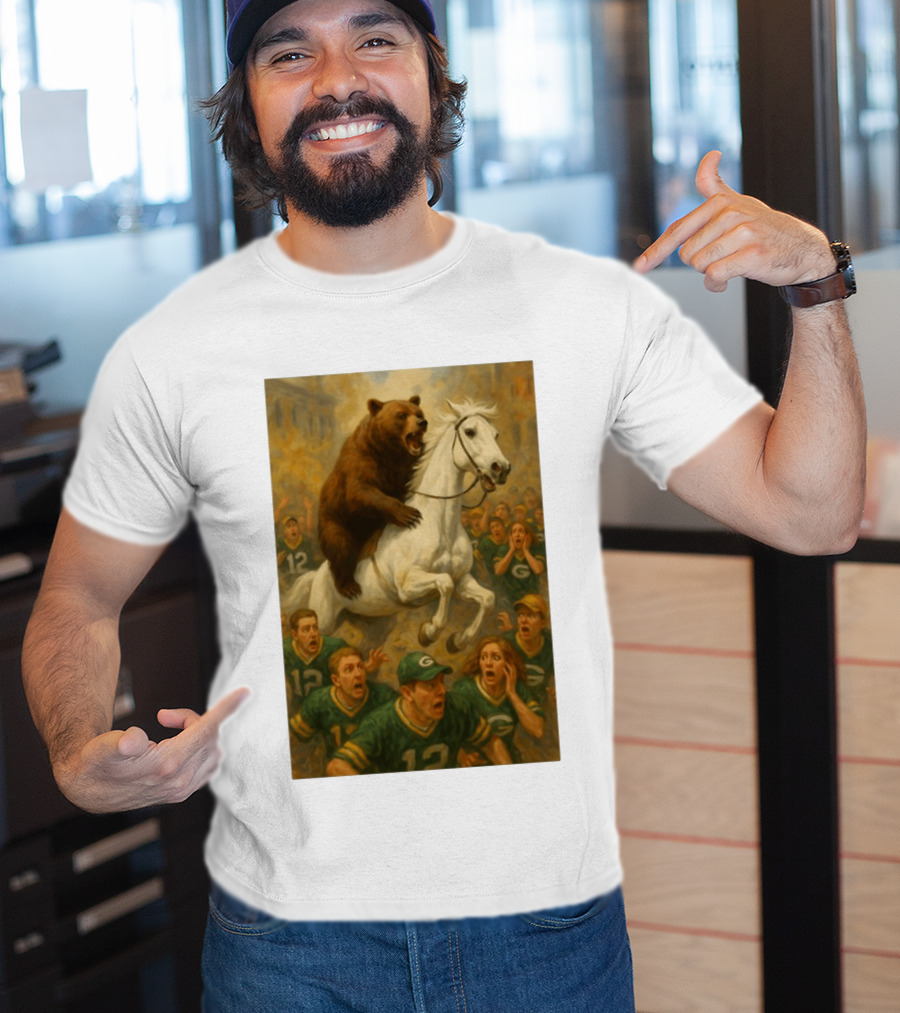 Bear Riding Horse Surprising Green Bay Packers Fans NFL Humor T-Shirt