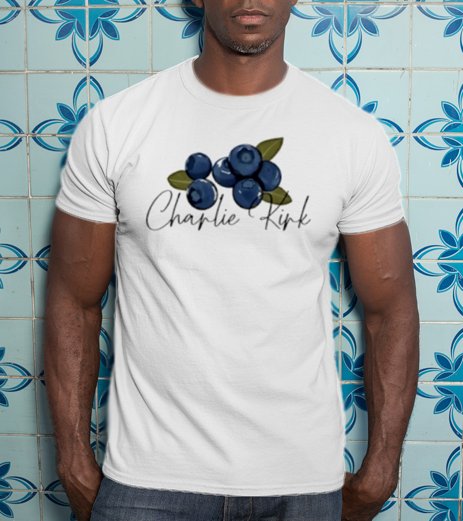 He Is On A Work Trip With Jesus Charlie Kirk 1993 2025 Blueberries T-Shirt