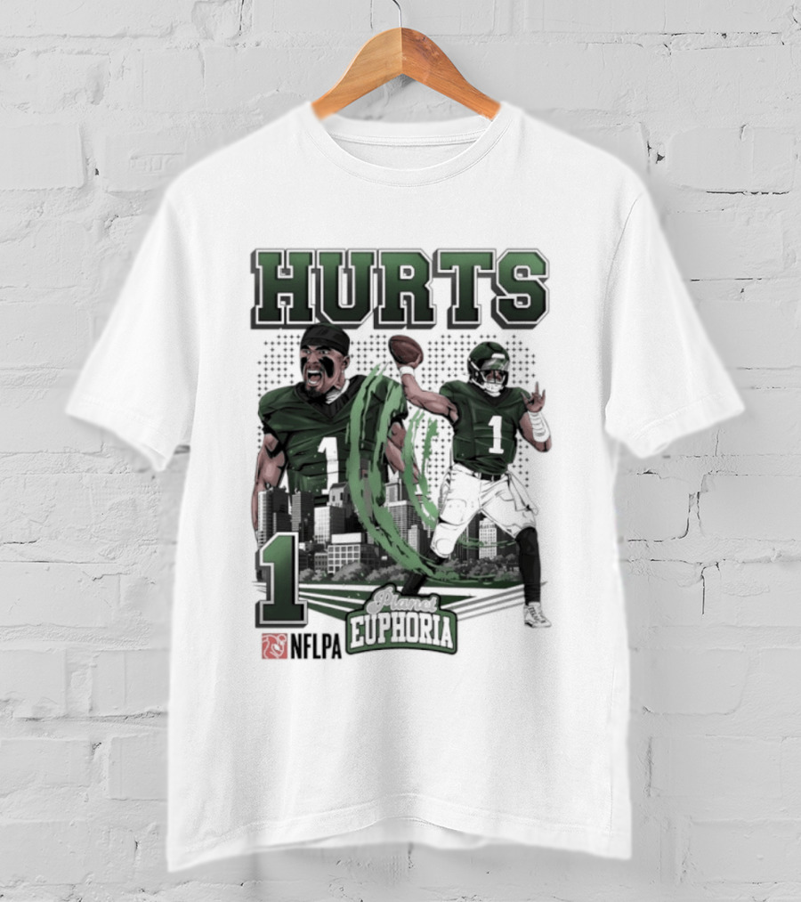 Jalen Hurts 1 Euphoria Philadelphia Eagles Player Collage T-Shirt