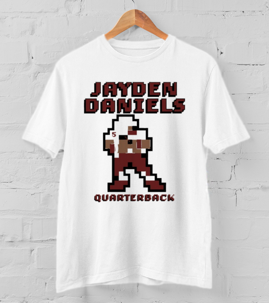 Jayden Daniels 5 Washington Commanders Quarterback Pixel T-Shirt