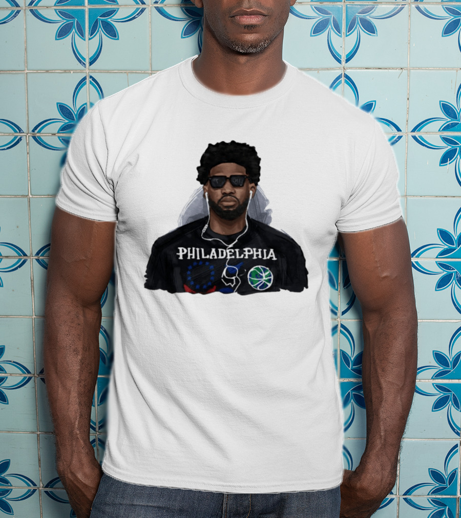 Philadelphia Joel Embiid Wired Earphones Basketball 76ers T-Shirt