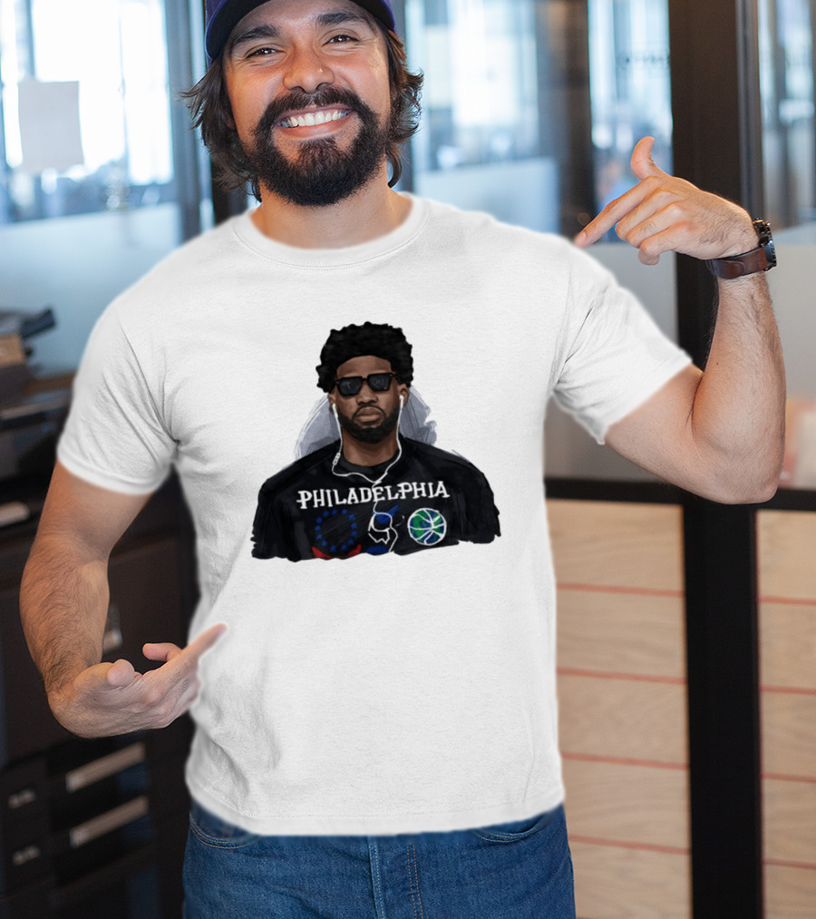 Philadelphia Joel Embiid Wired Earphones Basketball 76ers T-Shirt