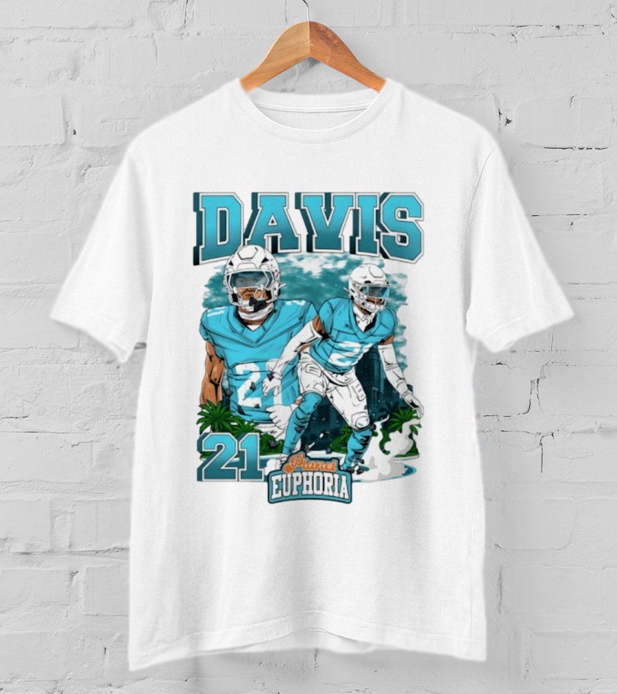 Davis 21 Planet Euphoria Football Player Miami Dolphins T-Shirt