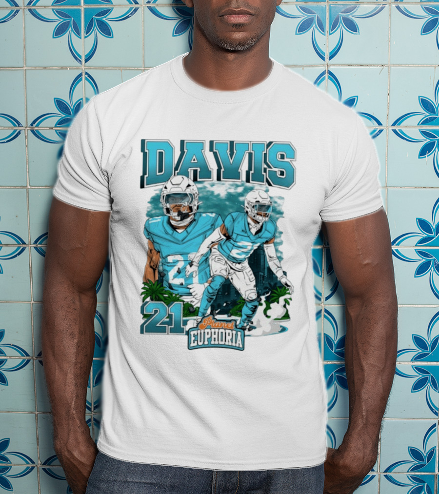 Davis 21 Planet Euphoria Football Player Miami Dolphins T-Shirt