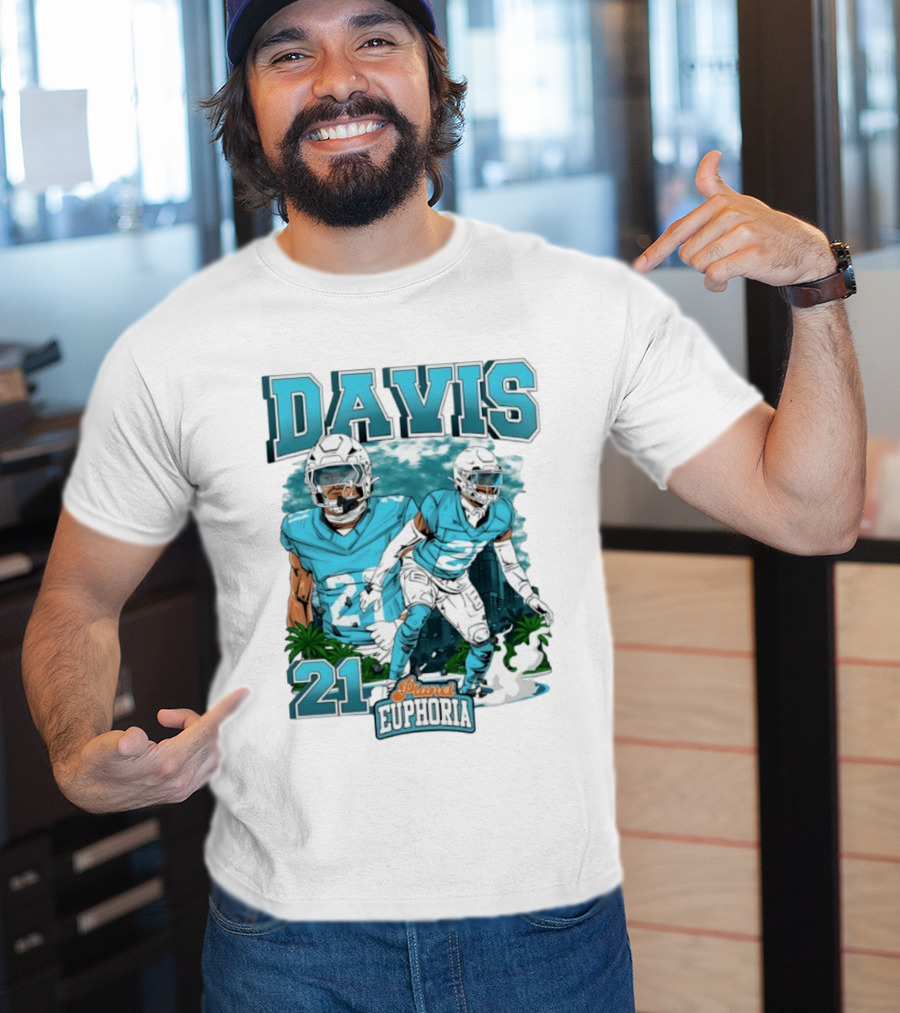Davis 21 Planet Euphoria Football Player Miami Dolphins T-Shirt