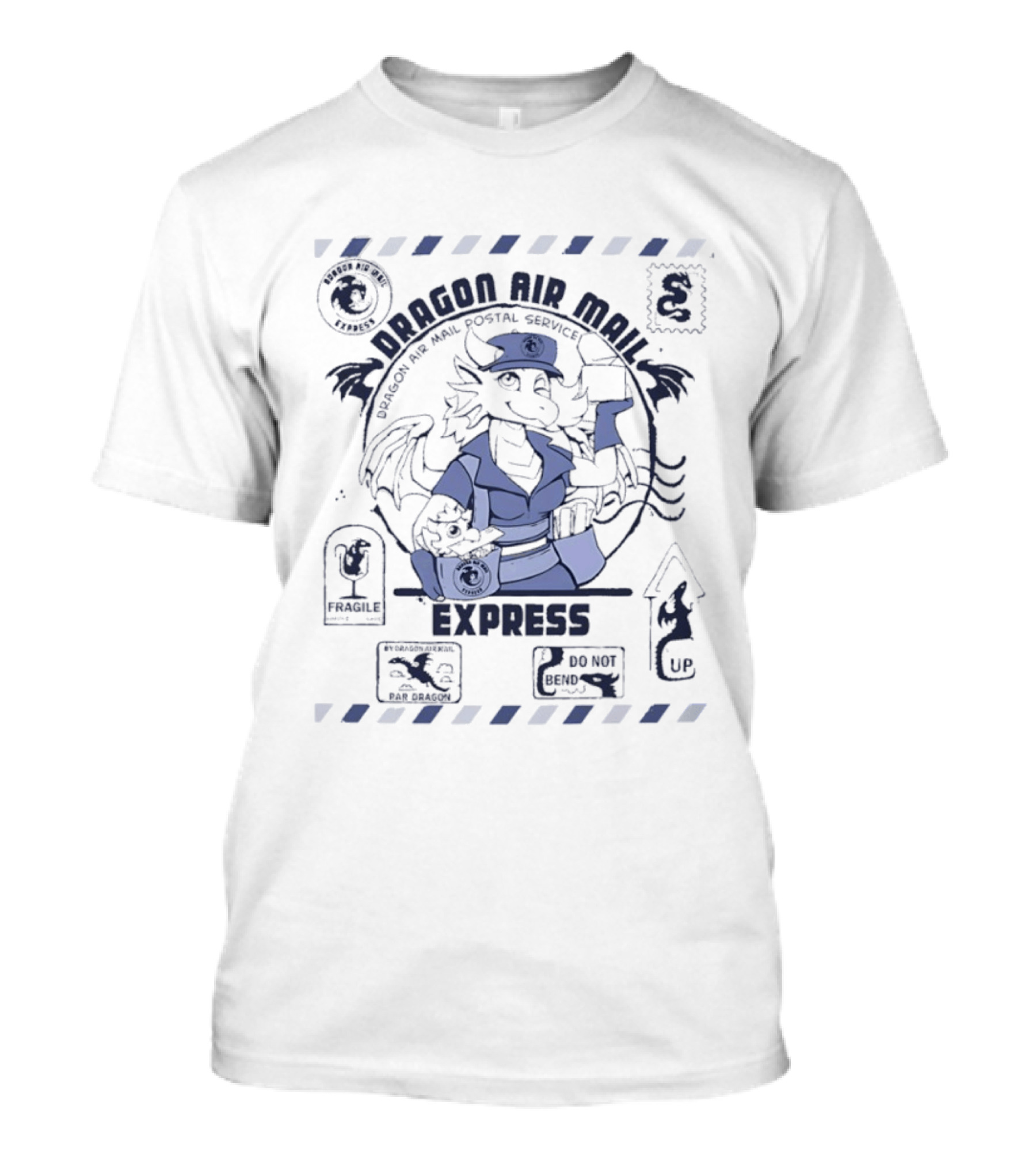 Dragon Air Mail Postal Service Express Stamp Winged Courier T-Shirt