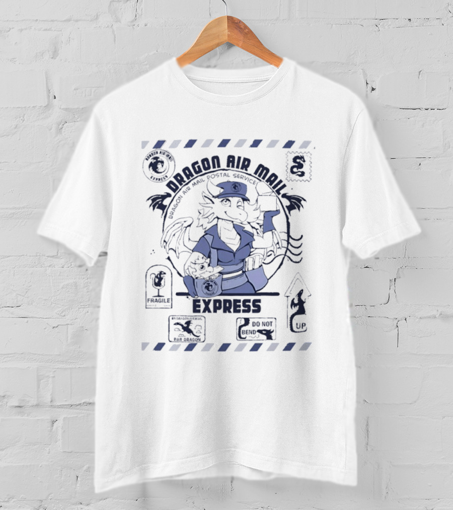 Dragon Air Mail Postal Service Express Stamp Winged Courier T-Shirt