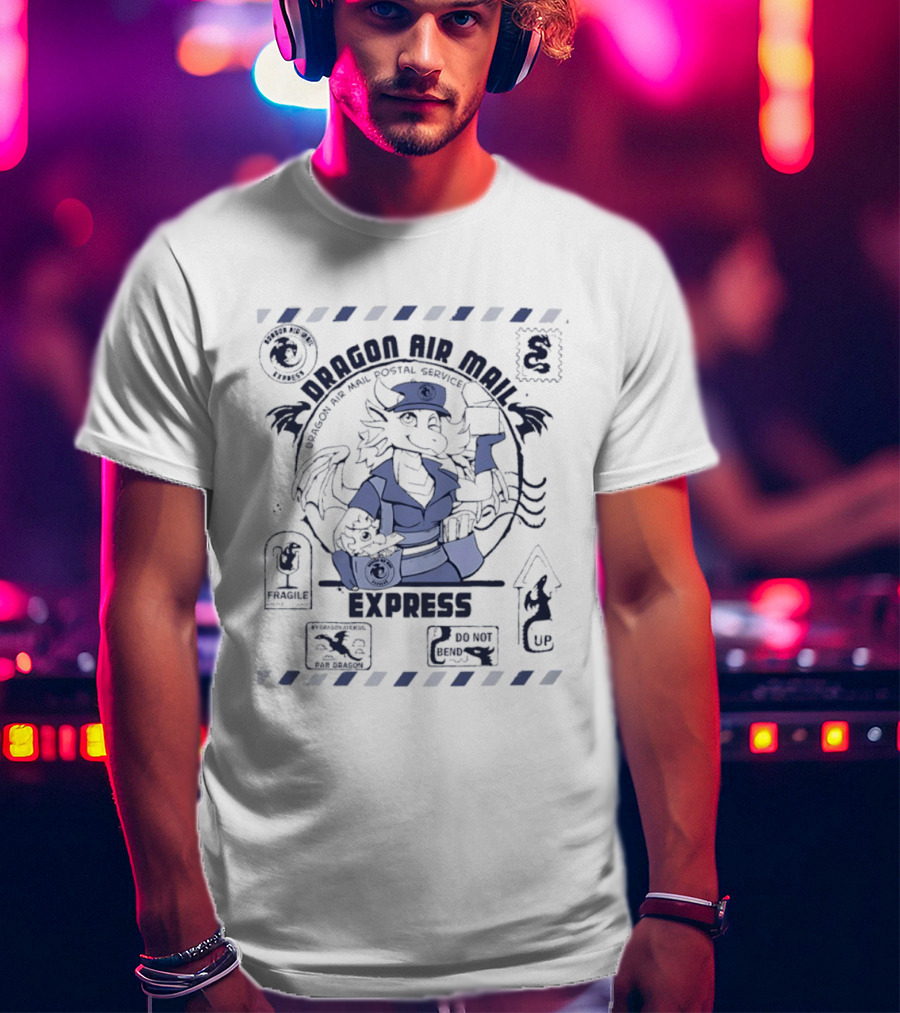 Dragon Air Mail Postal Service Express Stamp Winged Courier T-Shirt