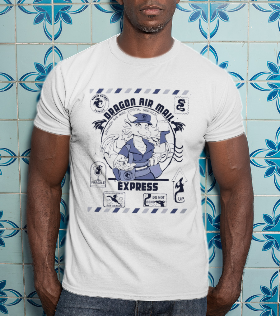 Dragon Air Mail Postal Service Express Stamp Winged Courier T-Shirt