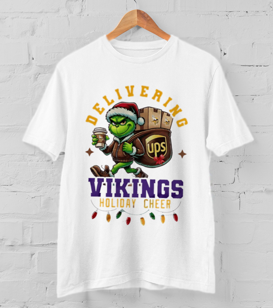 Delivering Vikings Holiday Cheer Grinch UPS Christmas T-Shirt