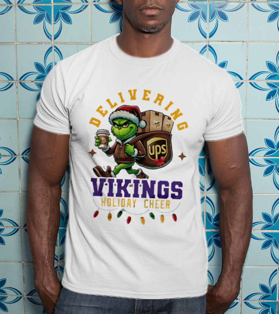Delivering Vikings Holiday Cheer Grinch UPS Christmas T-Shirt