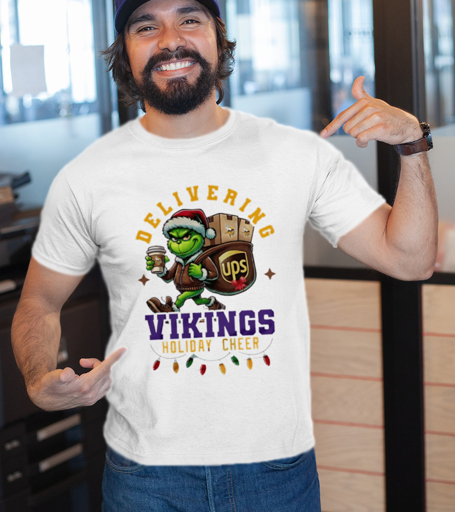 Delivering Vikings Holiday Cheer Grinch UPS Christmas T-Shirt