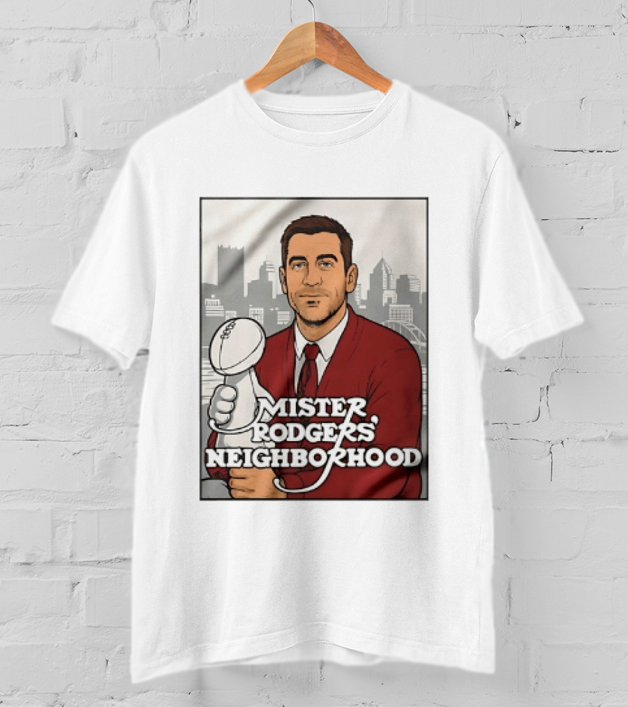 Mister Rodgers Neighborhood Aaron Rodgers Pittsburgh Skyline T-Shirt