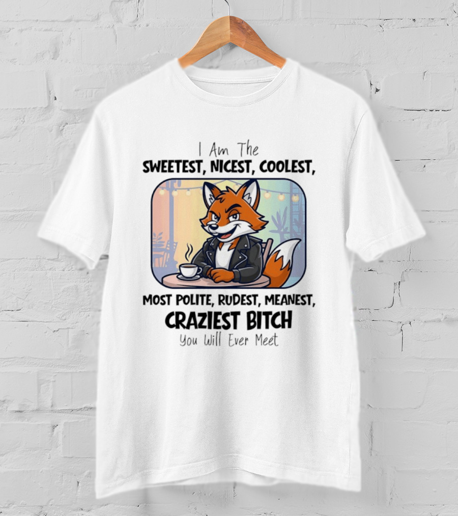 I Am The Sweetest Nicest Coolest Most Polite Rudest Meanest Craziest Bitch You Will Ever Meet Fox Coffee T-Shirt