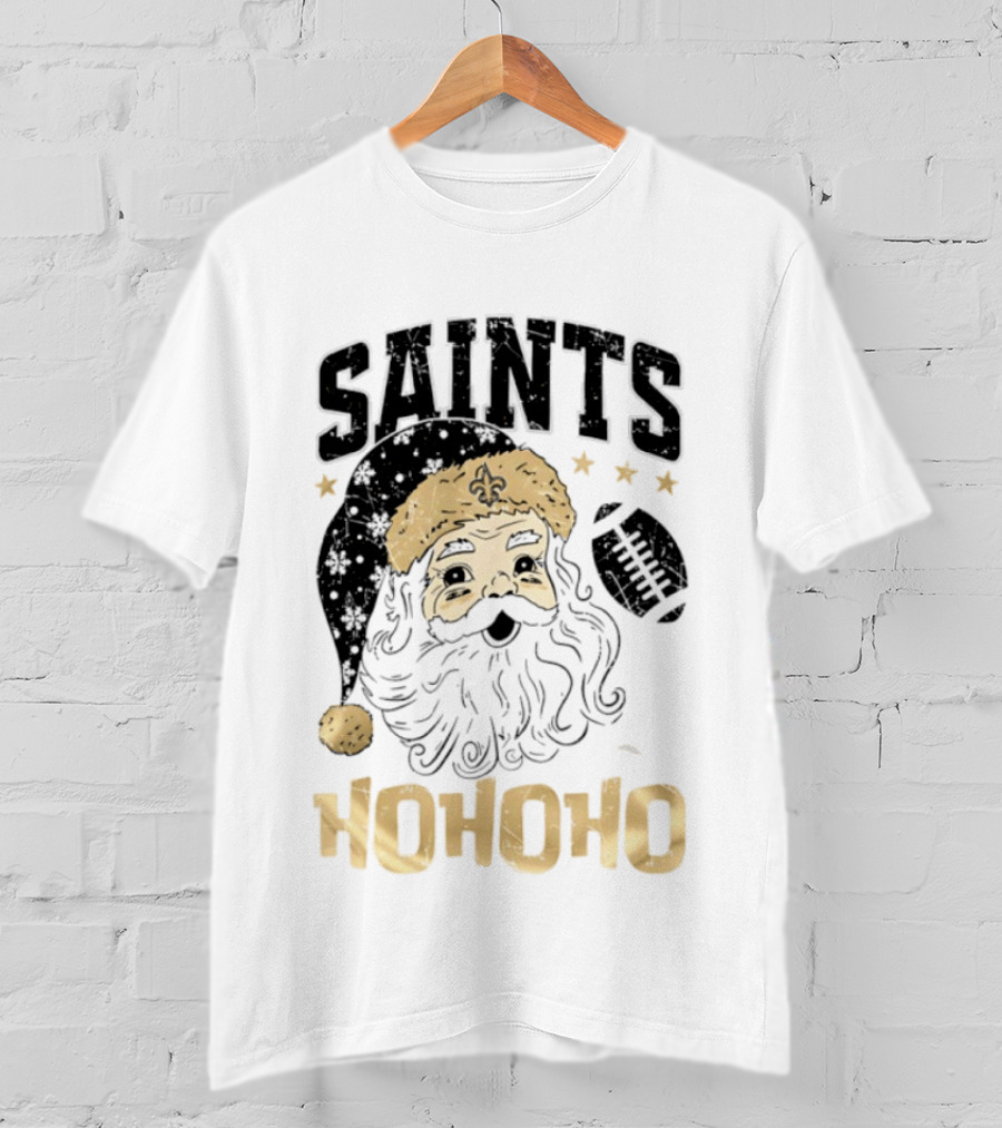 New Orleans Saints Santa Claus Ho Ho Ho Merry Christmas Football T-Shirt