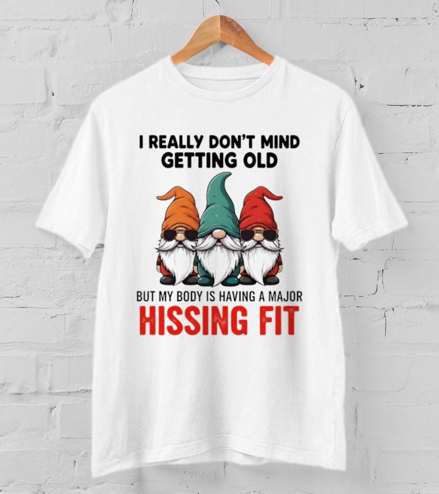 I Really Don't Mind Getting Old Gnome Christmas But My Body Is Having A Major Hissing Fit T-Shirt