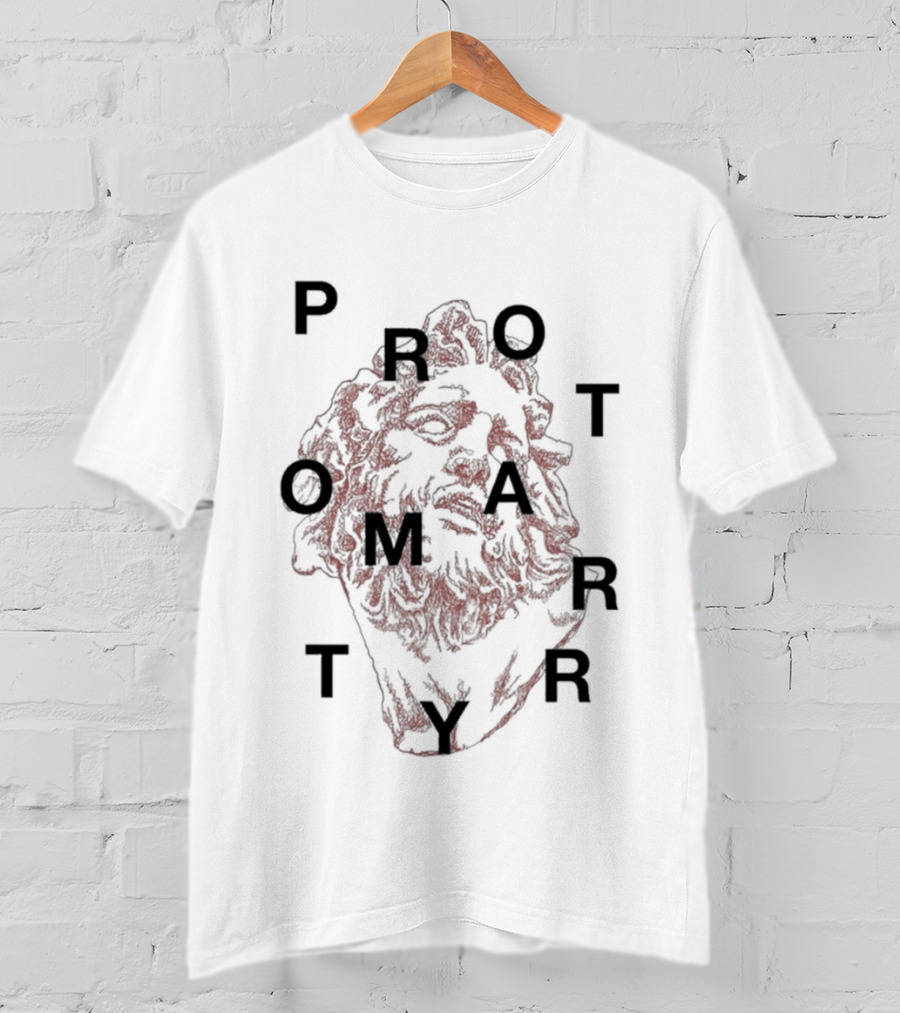 Protomartyr Artistic Statue Motif With Text Overlay T-Shirt