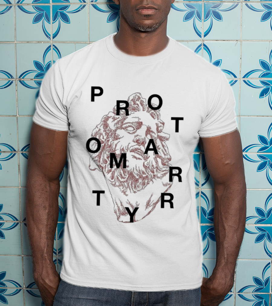 Protomartyr Artistic Statue Motif With Text Overlay T-Shirt