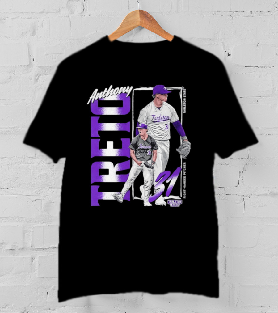 Anthony Treto 31 Tarleton State Baseball Pitcher T-Shirt