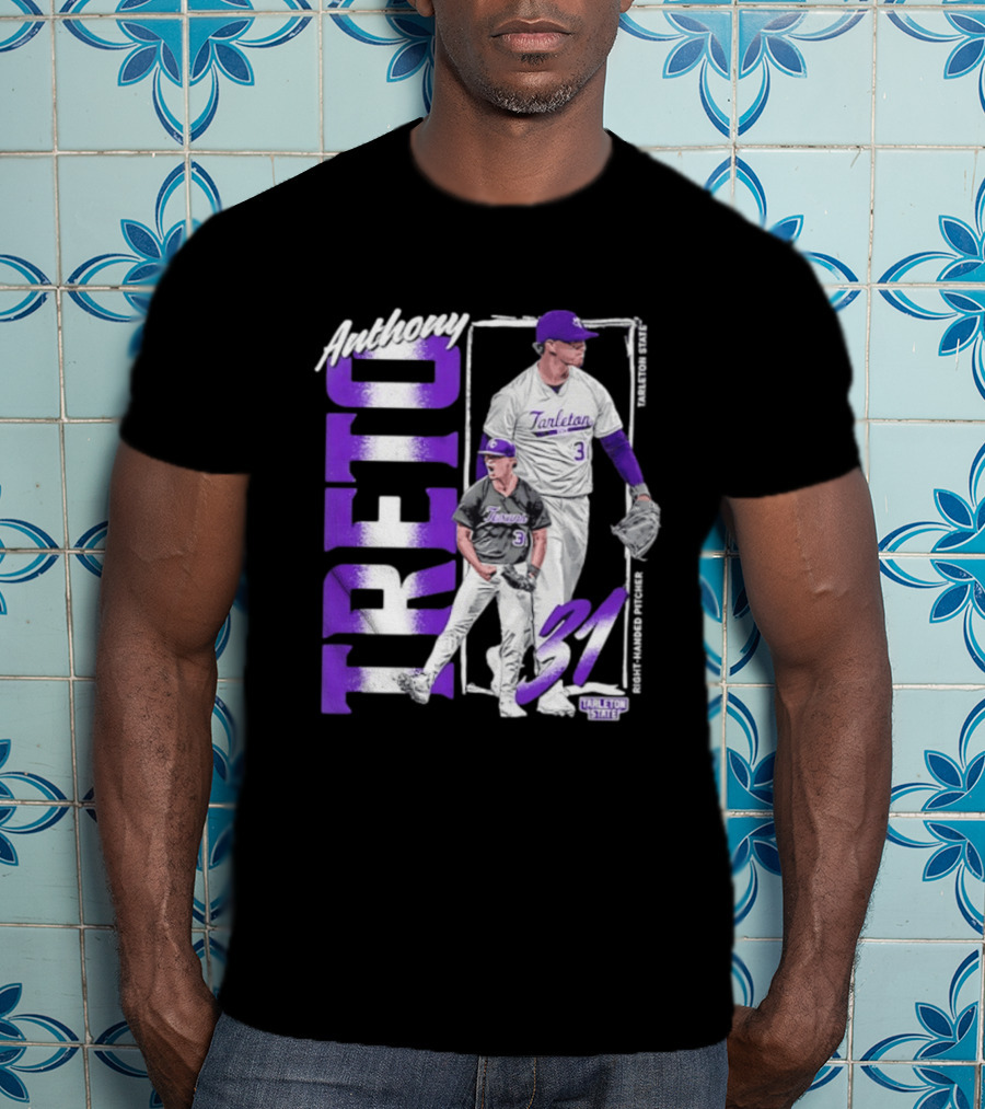 Anthony Treto 31 Tarleton State Baseball Pitcher T-Shirt