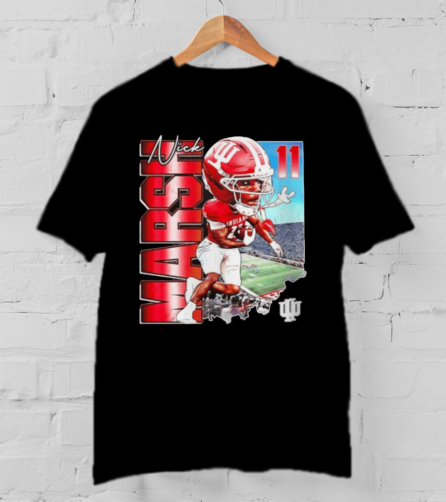 Nick Marsh Indiana Hoosiers Football Caricature 11 Stadium Scene T-Shirt