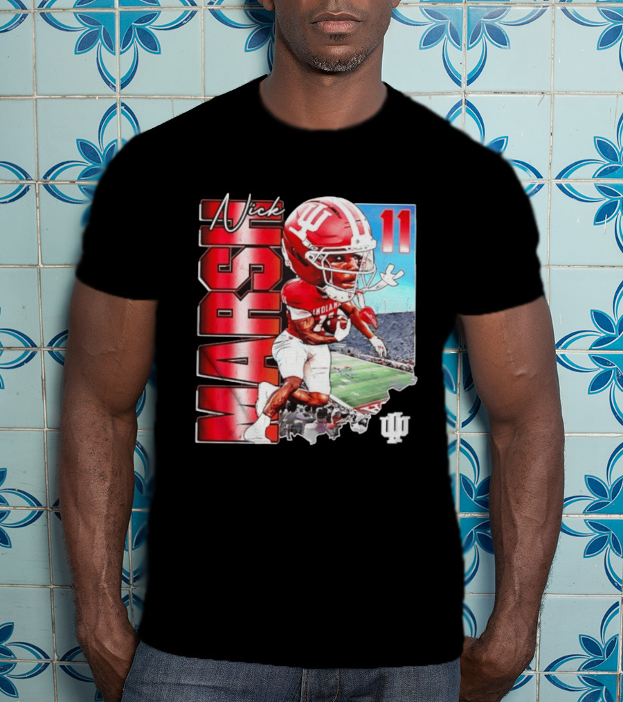 Nick Marsh Indiana Hoosiers Football Caricature 11 Stadium Scene T-Shirt