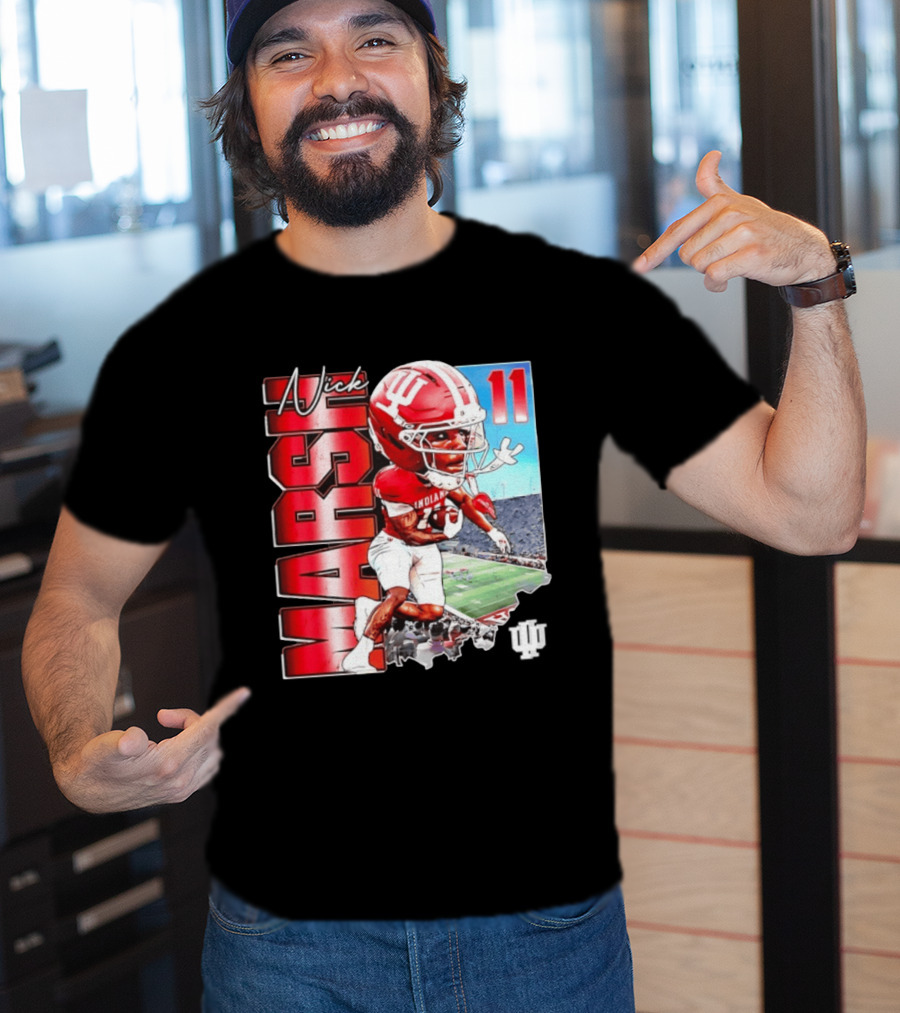 Nick Marsh Indiana Hoosiers Football Caricature 11 Stadium Scene T-Shirt