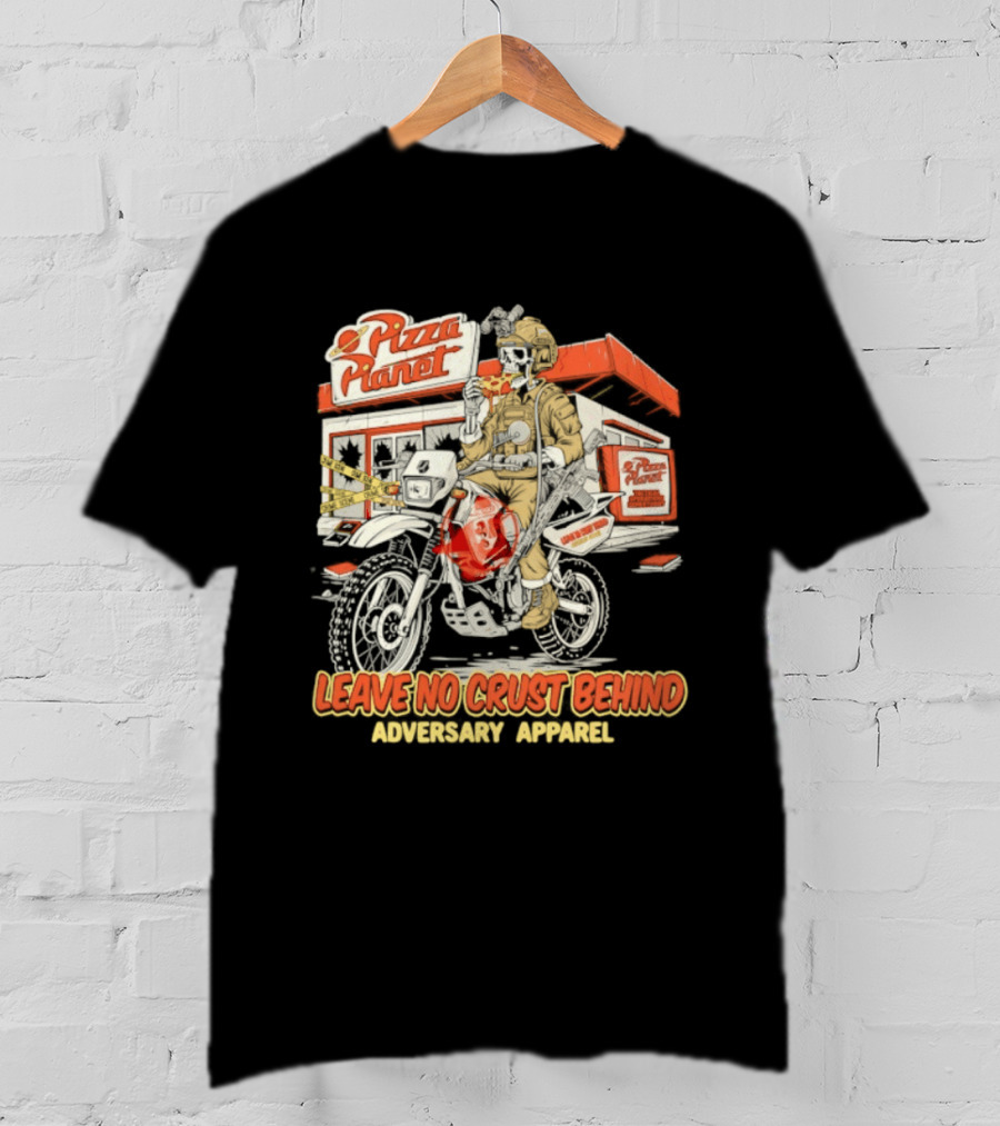 Pizza Planet Tactical Operations Department Funny Motorcycle Leave No Crust Behind T-Shirt