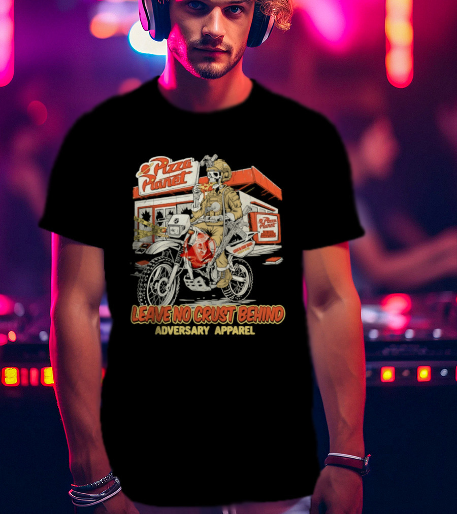 Pizza Planet Tactical Operations Department Funny Motorcycle Leave No Crust Behind T-Shirt