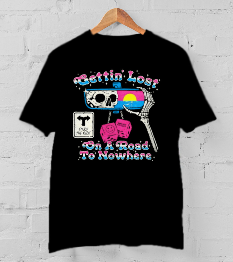 Gettin' Lost On A Road To Nowhere Skeleton Sunset Boss Dog Dept T-Shirt