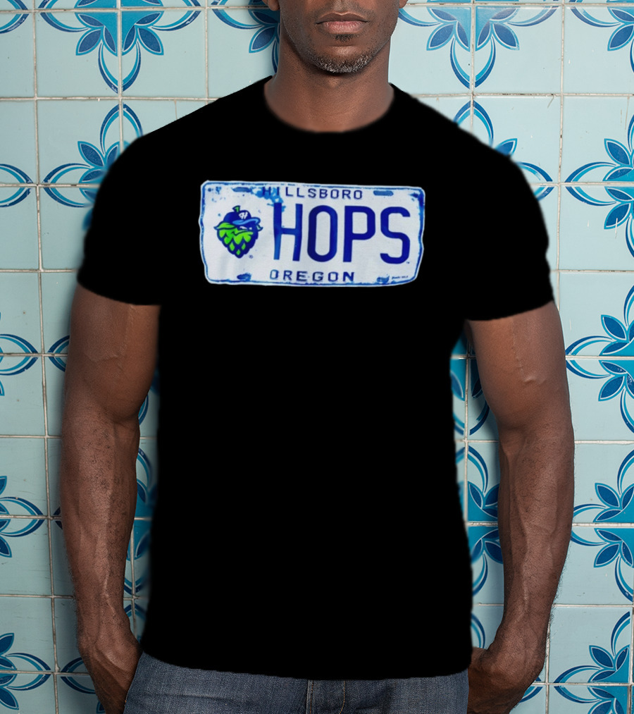 Hillsboro Hops Oregon License Plate Style With Hop Cone T-Shirt