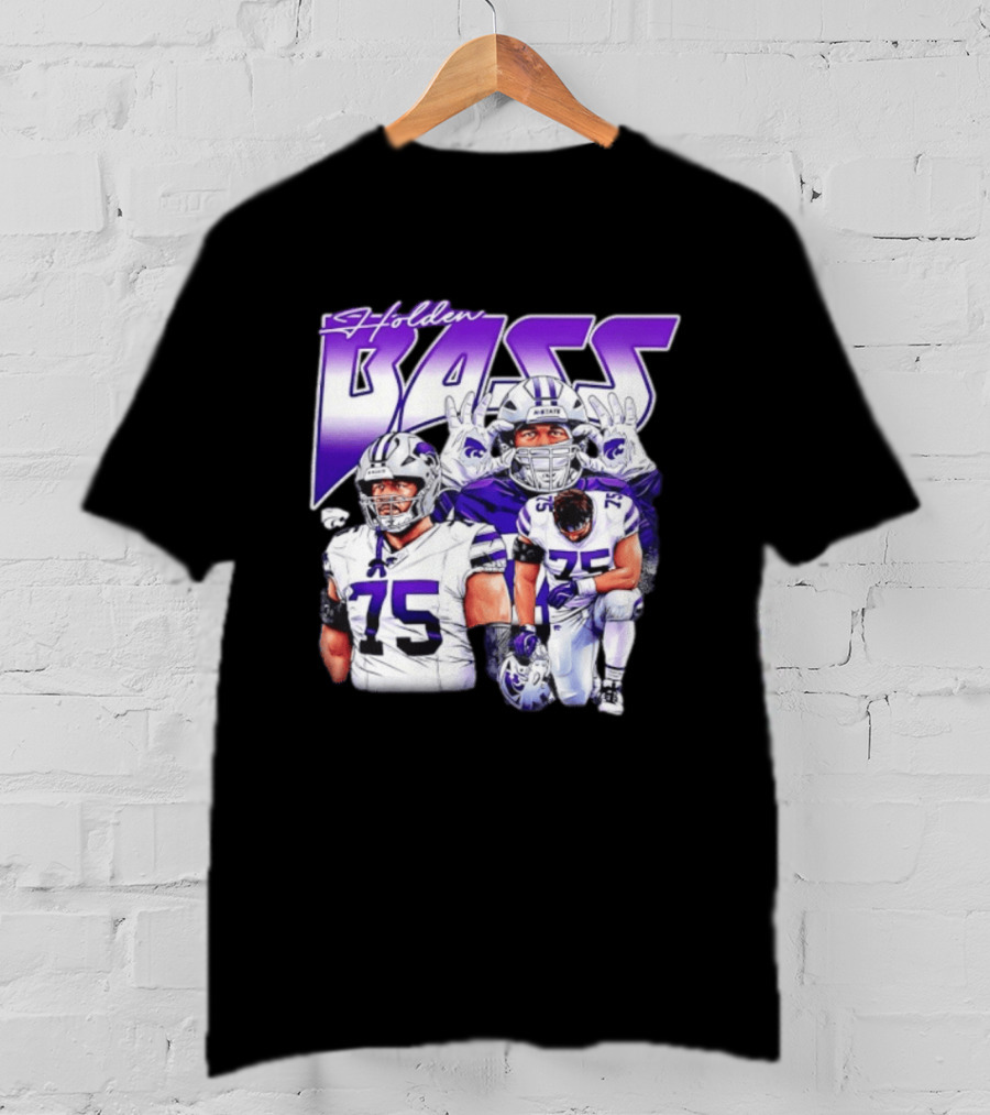Holden Bass 75 Kansas State Wildcats NCAA Football Player T-Shirt