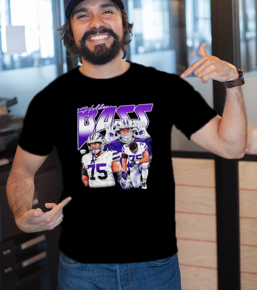 Holden Bass 75 Kansas State Wildcats NCAA Football Player T-Shirt