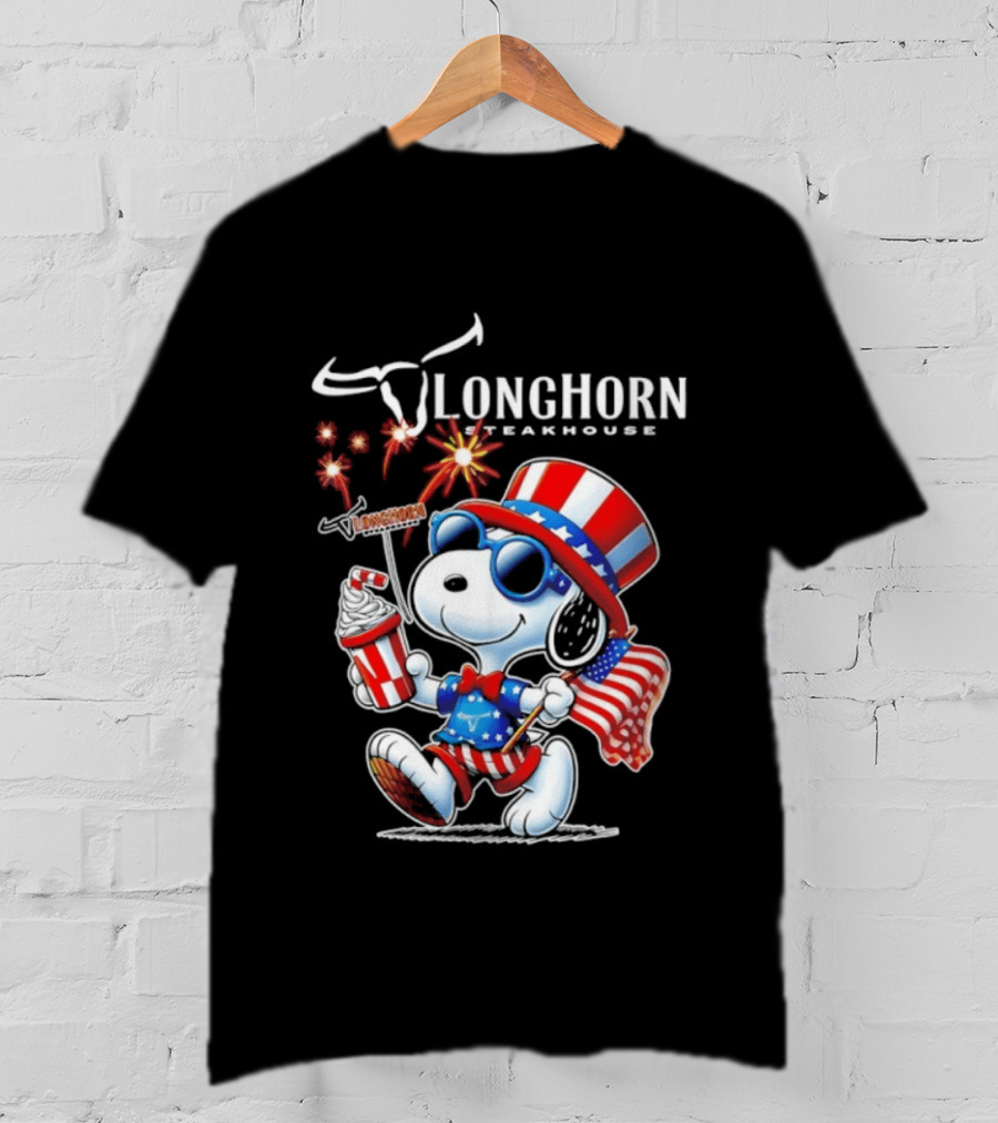 Snoopy Longhorn Steakhouse USA 1776 2026 250th Anniversary Celebration T-Shirt