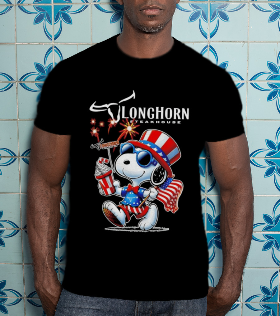 Snoopy Longhorn Steakhouse USA 1776 2026 250th Anniversary Celebration T-Shirt